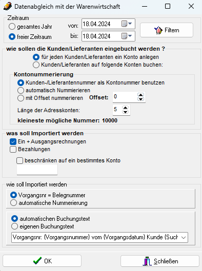 Datenabgleich mit der Warenwirtschaft